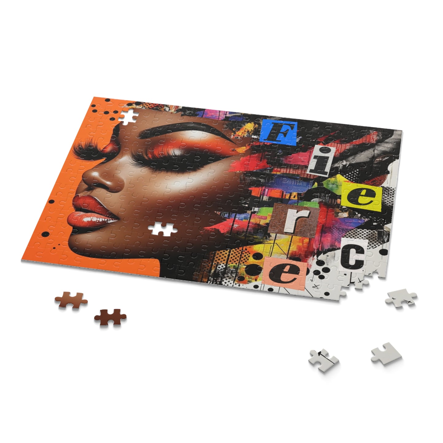 Fierce Femme Art Puzzle — Bold Afrocentric Portrait Jigsaw (120/252/500 pc)